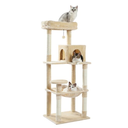 Beige Multi-layer Cat Platform With Comfortable Cat Bed, Prohibited From Shein - 图片 8