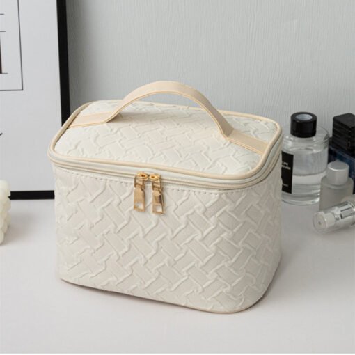 White Large Capacity Portable Travel Makeup Bag - Bild 5