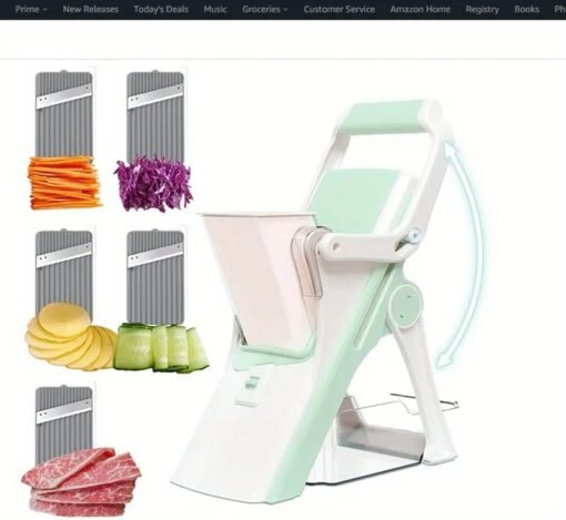 h Fries SlicerSafer Multifunctional Mushroom Slicer 5-in-1 Vegetable Slice, Professional Food Slicer With Container, Vegetable Slicer For Fruit, Potato, Onion, Frenc