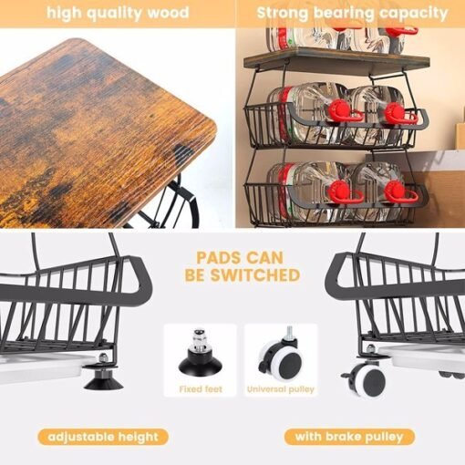5-layer Fruit Basket, Used For Kitchen Organizer And Storage, Stackable Metal Wire Basket Vertical Cart, Prohibited Temu, Not Shipped On Weekends - Image 4