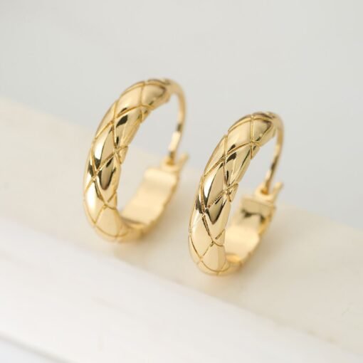 Cross-border European And American Stylish Glossy Diamond Plaid Earrings - Image 6