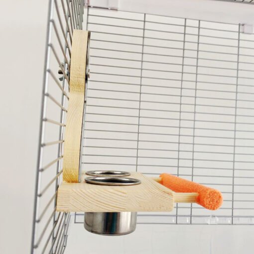 Parrot Puzzle Bird Toy Grinding Claw Stand Stainless Steel Food Cup Mirror - Hình ảnh 5