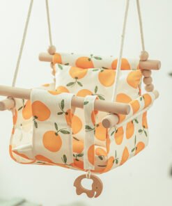 Cotton Canvas Baby Swing Chair Hanging Swing Indoor Outdoor Safety Baby Children's Toy Wooden Seat With Cushion Baby Room Decor