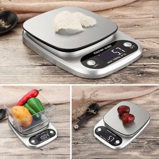 Digital Kitchen Food Diet Scale, Multifunction Weight Balance 22lbs 1g Kitchen Scale Stainless Steel Weighing Scale For Food Diet Postal Balance Measuring - Bild 5