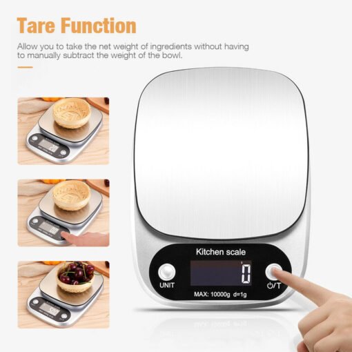 Digital Kitchen Food Diet Scale, Multifunction Weight Balance 22lbs 1g Kitchen Scale Stainless Steel Weighing Scale For Food Diet Postal Balance Measuring - Bild 3