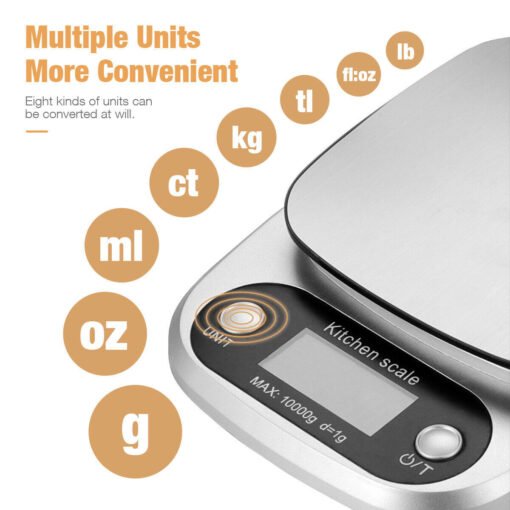 Digital Kitchen Food Diet Scale, Multifunction Weight Balance 22lbs 1g Kitchen Scale Stainless Steel Weighing Scale For Food Diet Postal Balance Measuring - Bild 2