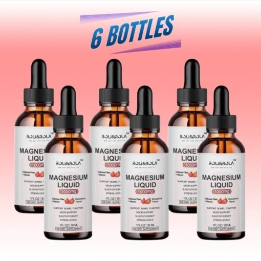Magnesium Glycinate Liquid Drops - ROLI&ROLA With Cellulose Fiber, Vitamins B6, C, D, Zinc At Night, Digestive Health, Strawberry Flavour 30mlX2 Packets - immagine 8