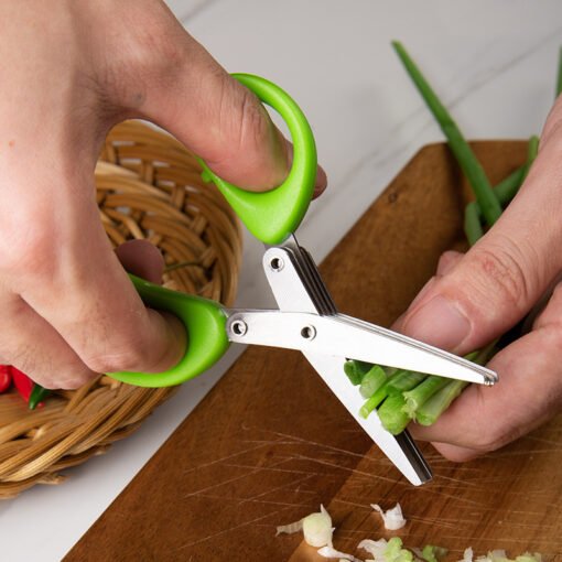 Multifunctional Multi-layer Green Onion Scissors Stainless Steel Onion Cutting Knife Herb Seaweed Spice Scissors Kitchen Scissor Kitchen Gadgets - Bild 2