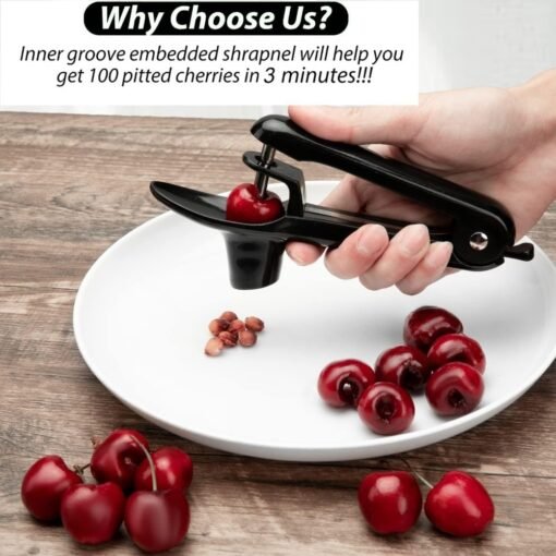 Cherry Pitter - Stainless Steel Cherries Corer Pitter Tool With Hand-held Push Design, Save Time & Space For Making Cherry Jam With Lock Design - Image 3