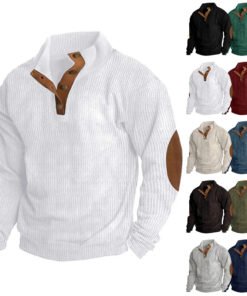 Corduroy Casual Stand Collar Long-sleeved Sweater
