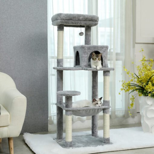 Beige Multi-layer Cat Platform With Comfortable Cat Bed, Prohibited From Shein - 图片 6