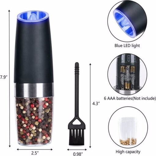 Electric Pepper Grinder, Pack Of 2, Requires 6 AAA Dry Batteries Not Included, Cannot Be Shipped On Weekends, Order With Caution - Image 4