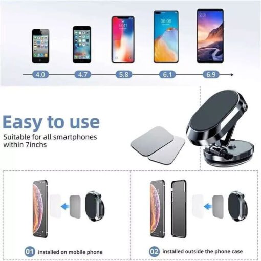 Magnetic Phone Holder For Car, Dashboard Car Phone Holder Mount Magnetic Stainless Steel Car Phone Holder - Dashboard Mount, Water-resistant, Rotatable - Hình ảnh 9