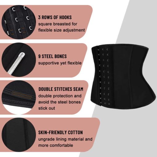 ATBUTY 9 Inches Short Torso Sport Girdle Underwear Women 9 Steel Bones Latex Waist Trainer Corset Private Label - Image 6