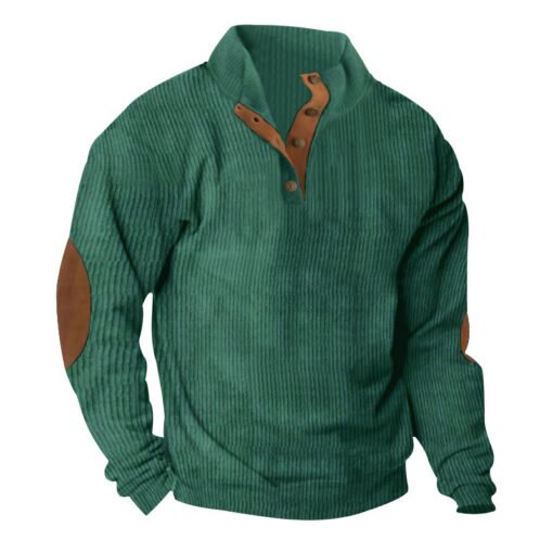 Corduroy Casual Stand Collar Long-sleeved Sweater - 图片 5