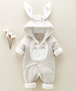 The new cotton padded cotton baby romper thickened chinchilla hooded cotton baby Onesies newborn go climbing clothes