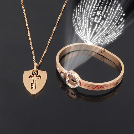 Fashion Jewelry Titanium Steel Couple Love Lock, Bracelet, Key Set, Necklace - Bild 3