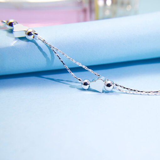 Korean Fashion Heart Bracelet Women's Double Layered Wear Light Bead Heart-shaped - Image 3