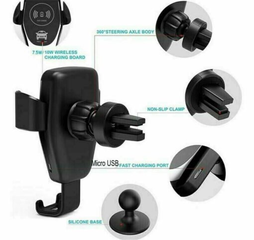 10W QI Wireless Fast Car Charger Mount Holder Stand Automatic Clamping Charging - Larawan 8