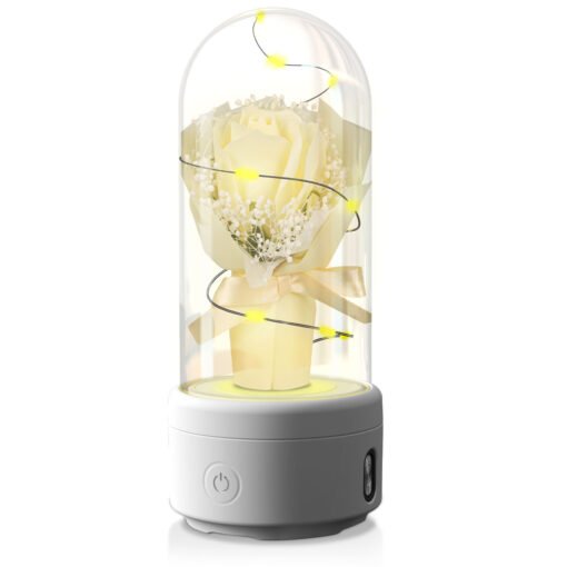 Creative 2 In 1 Bouquet LED Light And Bluetooth-compatible Speaker Mother's Day Gift Rose Luminous Night Light Ornament In Glass Cover - Imagen 8