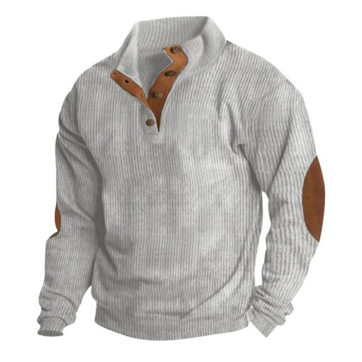 Corduroy Casual Stand Collar Long-sleeved Sweater - 图片 10