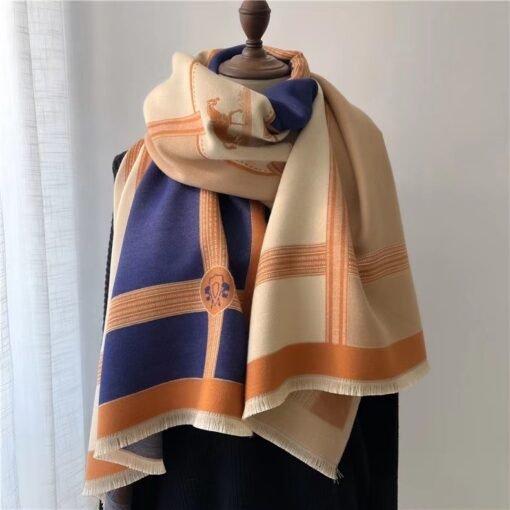 Korean Style Contrast Color Artificial Cashmere Scarf Women's New Winter - Bild 2