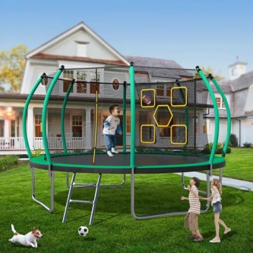 14FT Trampoline With Enclosure - Recreational Trampolines With Ladder, ASTM Approval Outdoor Trampoline For Kids - Larawan 10