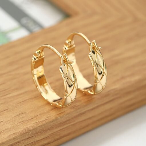Cross-border European And American Stylish Glossy Diamond Plaid Earrings - Image 5
