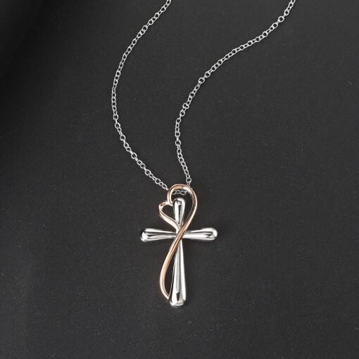 Heart-shaped Cross Necklace Simple Color Separation Electroplating - Image 2