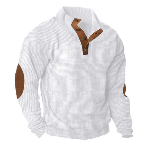 Corduroy Casual Stand Collar Long-sleeved Sweater - 图片 9