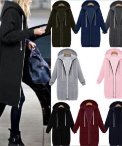 Hooded Long Sleeve Sweater Fleece Long Jacket