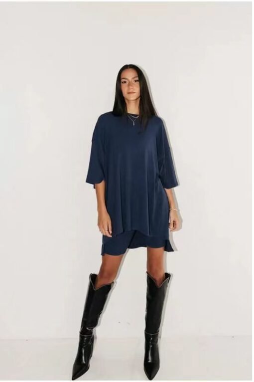 Women's Clothing Fashion Solid Color Loose T-shirt Tight Shorts Women - Imagen 6