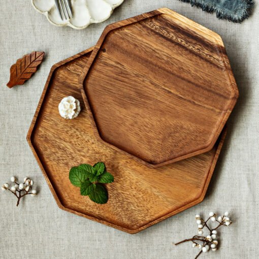 Japanese Lacquerless Acacia Wood Star Anise Tray - Image 6