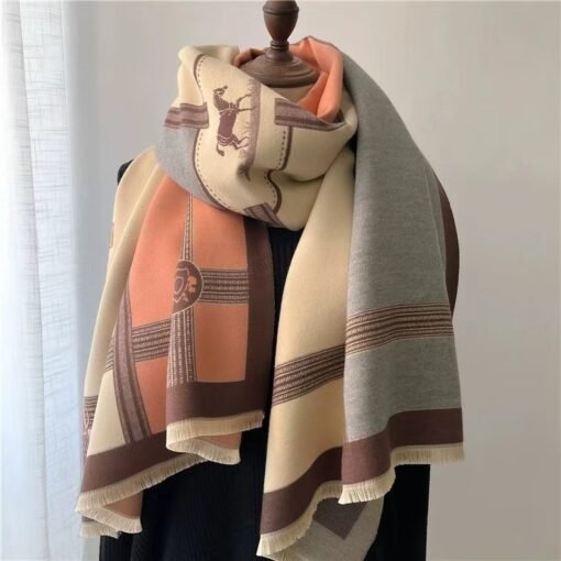 Korean Style Contrast Color Artificial Cashmere Scarf Women's New Winter - Bild 3