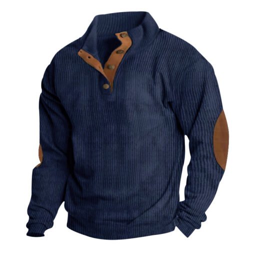 Corduroy Casual Stand Collar Long-sleeved Sweater - 图片 6