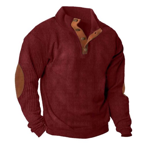 Corduroy Casual Stand Collar Long-sleeved Sweater - 图片 8