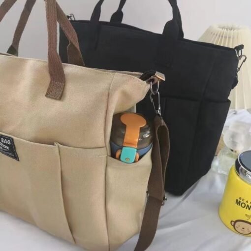 Large Capacity Shoulder Canvas Bag, Commuting Hand Bag - Hình ảnh 9