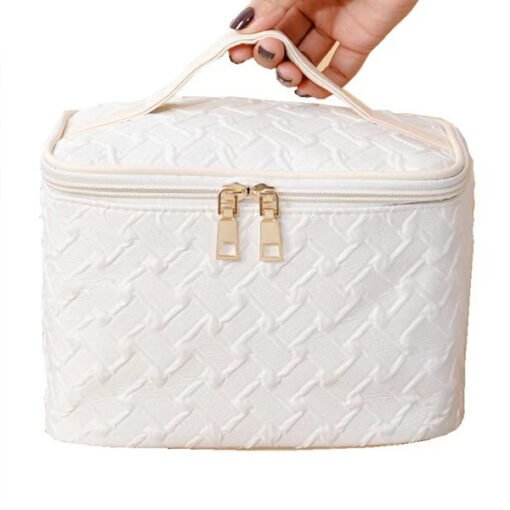 White Large Capacity Portable Travel Makeup Bag - Bild 7