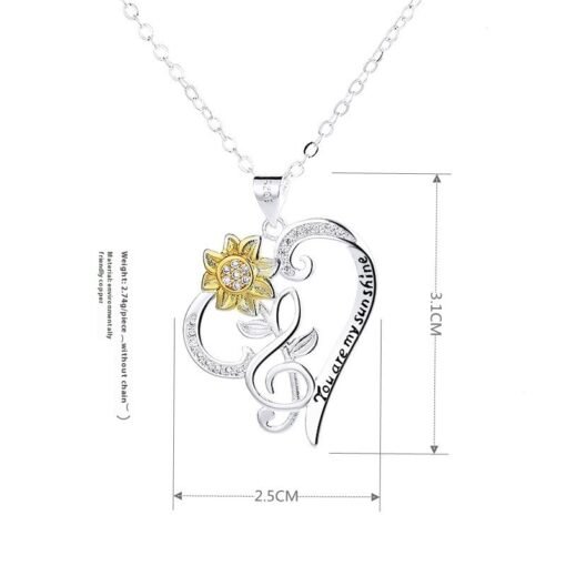 Pastoral Style Two-color Sunflower Pendant Trend Heart Clavicle Chain - immagine 5