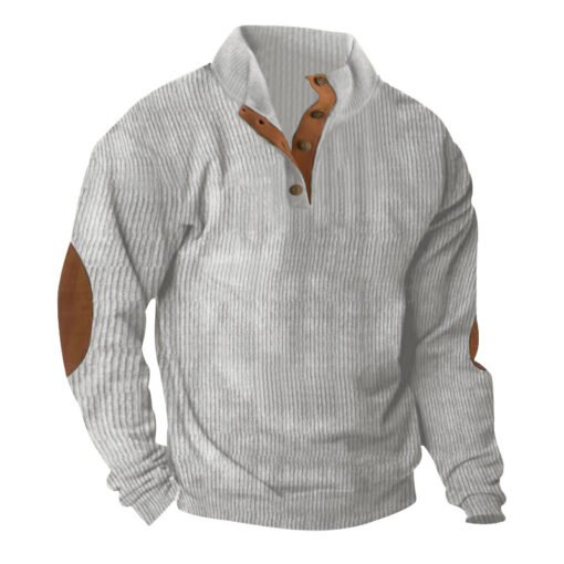 Corduroy Casual Stand Collar Long-sleeved Sweater - 图片 7