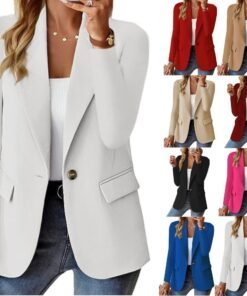 Polyester Autumn Long Sleeve Solid Color Cardigan Small Suit Jacket For Women