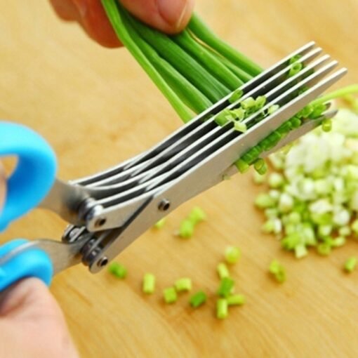 Multifunctional Multi-layer Green Onion Scissors Stainless Steel Onion Cutting Knife Herb Seaweed Spice Scissors Kitchen Scissor Kitchen Gadgets - Bild 3