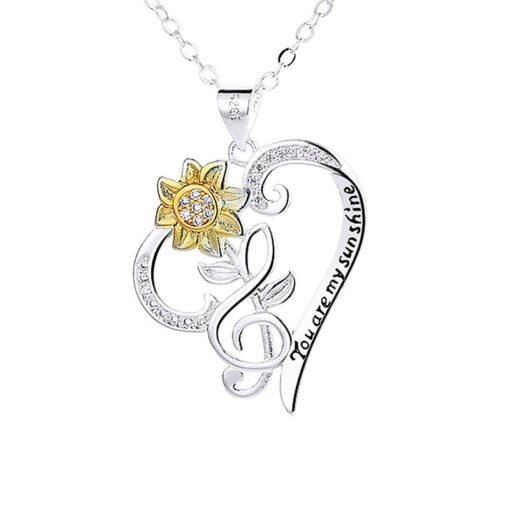 Pastoral Style Two-color Sunflower Pendant Trend Heart Clavicle Chain - immagine 2