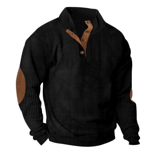 Corduroy Casual Stand Collar Long-sleeved Sweater - 图片 3
