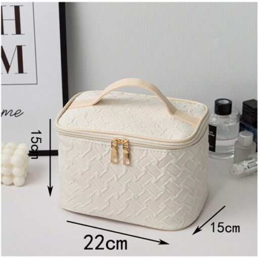 White Large Capacity Portable Travel Makeup Bag - Bild 2