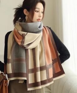 Korean Style Contrast Color Artificial Cashmere Scarf Women's New Winter