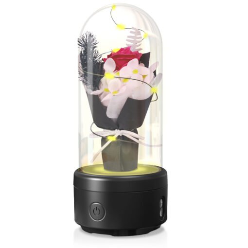 Creative 2 In 1 Bouquet LED Light And Bluetooth-compatible Speaker Mother's Day Gift Rose Luminous Night Light Ornament In Glass Cover - Imagen 4