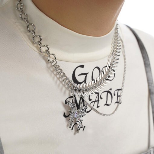Advanced Biochemical Butterfly Necklace Female Liquid Metal Wind Clavicle Chain