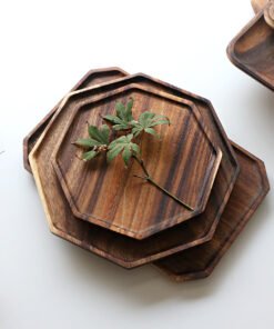 Japanese Lacquerless Acacia Wood Star Anise Tray