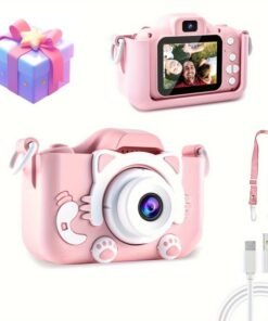 A Fun Pink Cat Camera That Can Take Photos, Record Videos, And Has 8 Filters For Selfie Mode. It Is The Best Gift For Outdoor Play During Birthdays, School Season, And Spring.Built In 400mAh Battery.